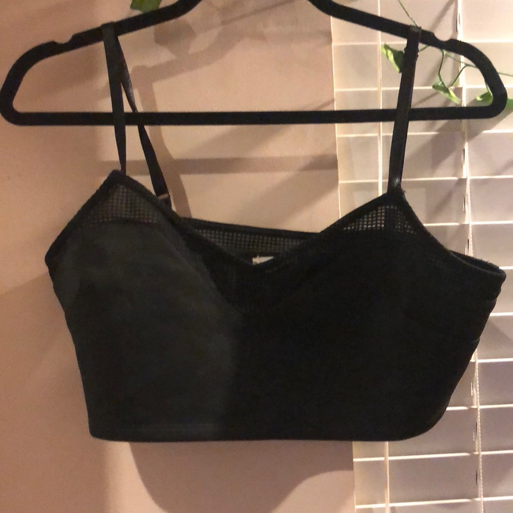 Black crop top with mesh top